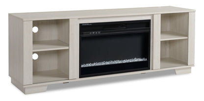 Meuble TV moderne avec cheminée électrique Antoni 62 avec rangement et gestion des câbles pour téléviseurs jusqu'à 70- |Meuble pour téléviseur moderne Antoni de 62 po avec foyer électrique, rangement et système de gestion