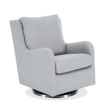 Ellie 29 Linen-Look Fabric Swivel Glider Accent Chair with Wingback and Recessed Arms - Grey | Fauteuil d’appoint à oreilles coulissant et pivotant Ellie de 29 po en tissu d’apparence lin avec accoudoirs en retrait - gris