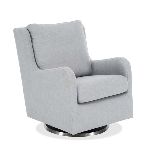 Ellie 29 Linen-Look Fabric Swivel Glider Accent Chair with Wingback and Recessed Arms - Grey | Fauteuil d’appoint à oreilles coulissant et pivotant Ellie de 29 po en tissu d’apparence lin avec accoudoirs en retrait - gris