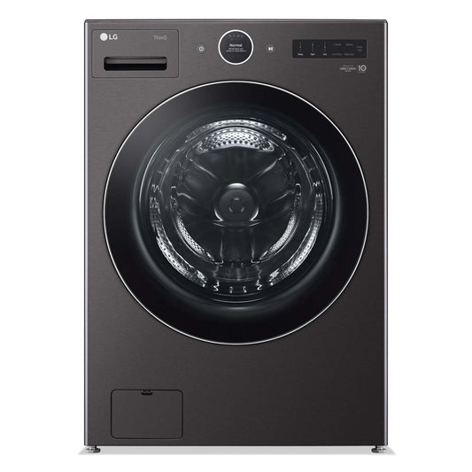 Laveuse à la vapeur intelligente haute efficacité LG à chargement frontal de 5,8 pi³ - acier noir - empilable - WM6700HBA | LG 5.8 Cu. Ft. Smart Front-Load High-Efficiency Steam Washer - Black Steel - Stackable - WM6700HBA