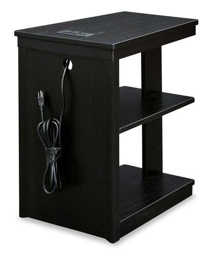 Table de fauteuil contemporaine Julian 16" avec ports USB - Noir | Table de fauteuil contemporain Julian de 16 po avec ports USB - noire