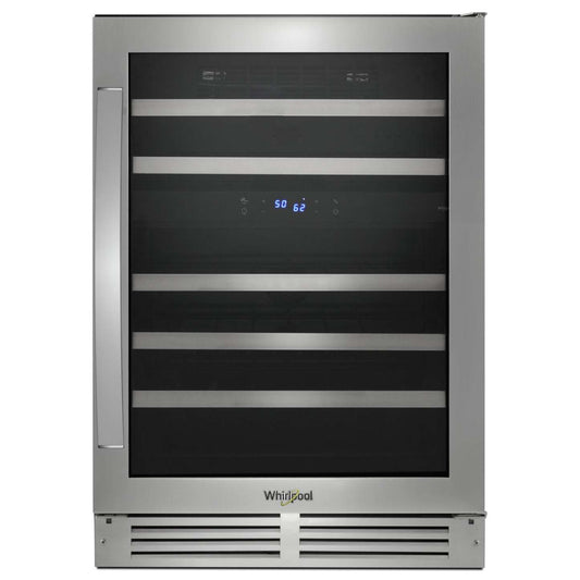 Whirlpool 24 5 Cu. Ft. Undercounter Wine Refrigerator - Stainless Steel - WUW55X24HS | Réfrigérateur à vin Whirlpool de 5 pi³ et de 24 po sous le comptoir - acier inoxydable - WUW55X24HS