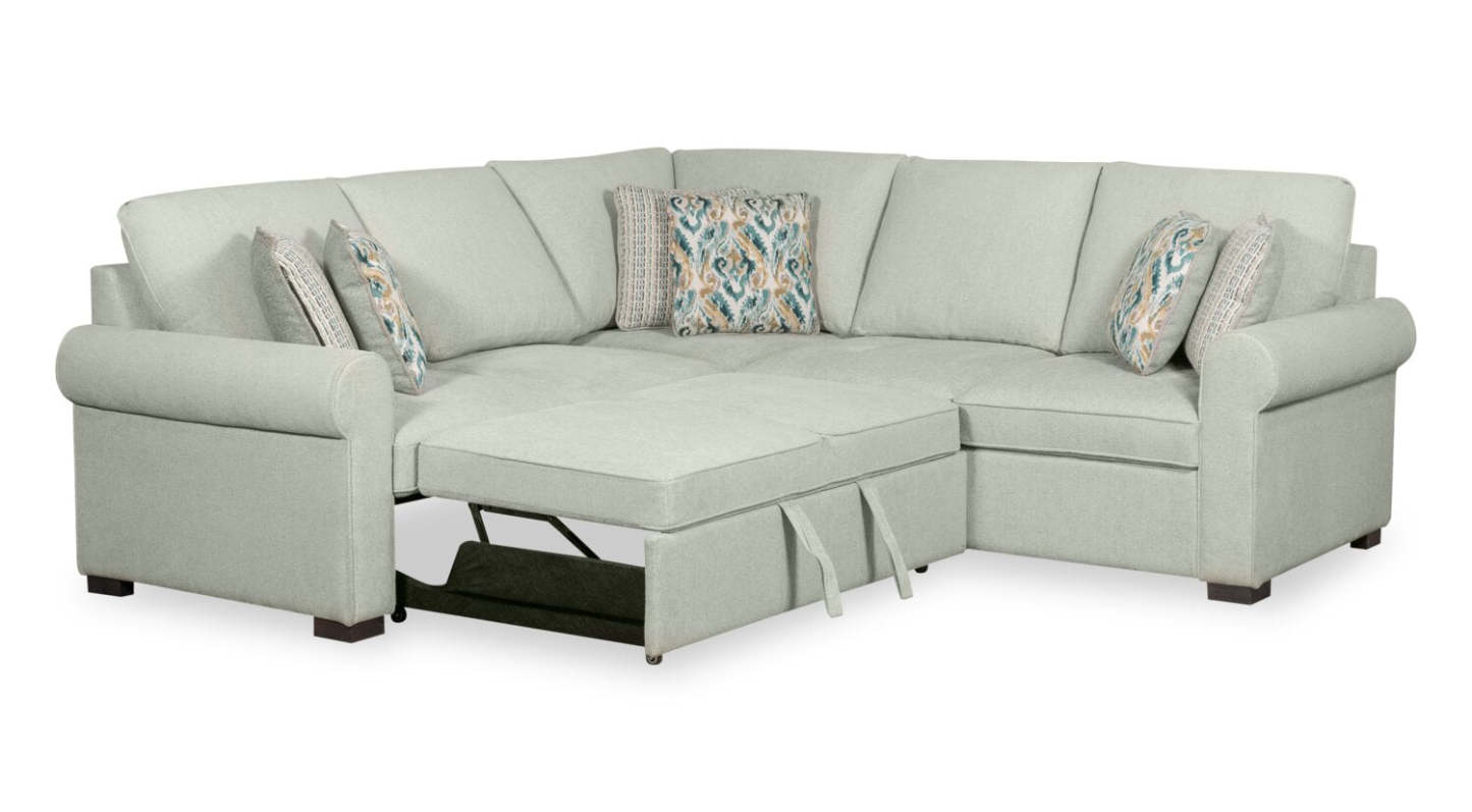 Scott Living Canapé-lit sectionnel Haven 3 pièces en tissu chenille - Bleu écume de mer | Canapé-lit sectionnel Haven de Scott Living 3 pièces en tissu chenille - bleu écume de mer