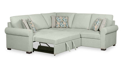 Scott Living Canapé-lit sectionnel Haven 3 pièces en tissu chenille - Bleu écume de mer | Canapé-lit sectionnel Haven de Scott Living 3 pièces en tissu chenille - bleu écume de mer