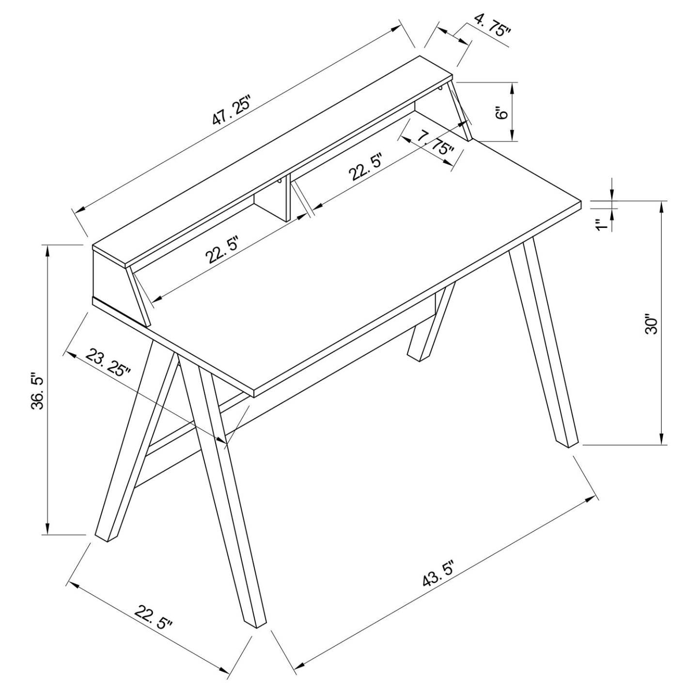 Bureau d'ordinateur Igor 47.25 avec 2 compartiments - Taupe|Bureau d'ordinateur Igor de 47,25 po avec 2 compartiments ouverts - taupe