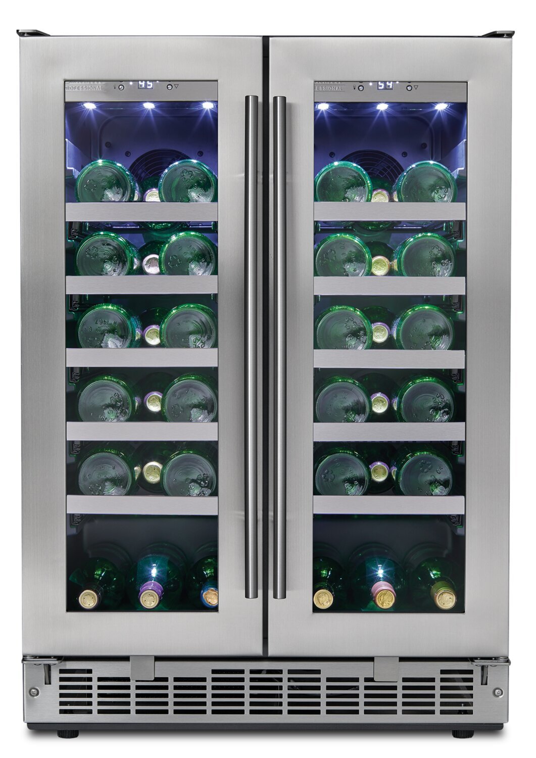 Silhouette Napa 23.9 4.7 Cu. Ft. French-Door Wine Cooler - Stainless - DWC047D1BSSPR | Refroidisseur à vin Napa de Silhouette de 4,7 pi³ et de 23,9 po à portes françaises - acier inoxydable…