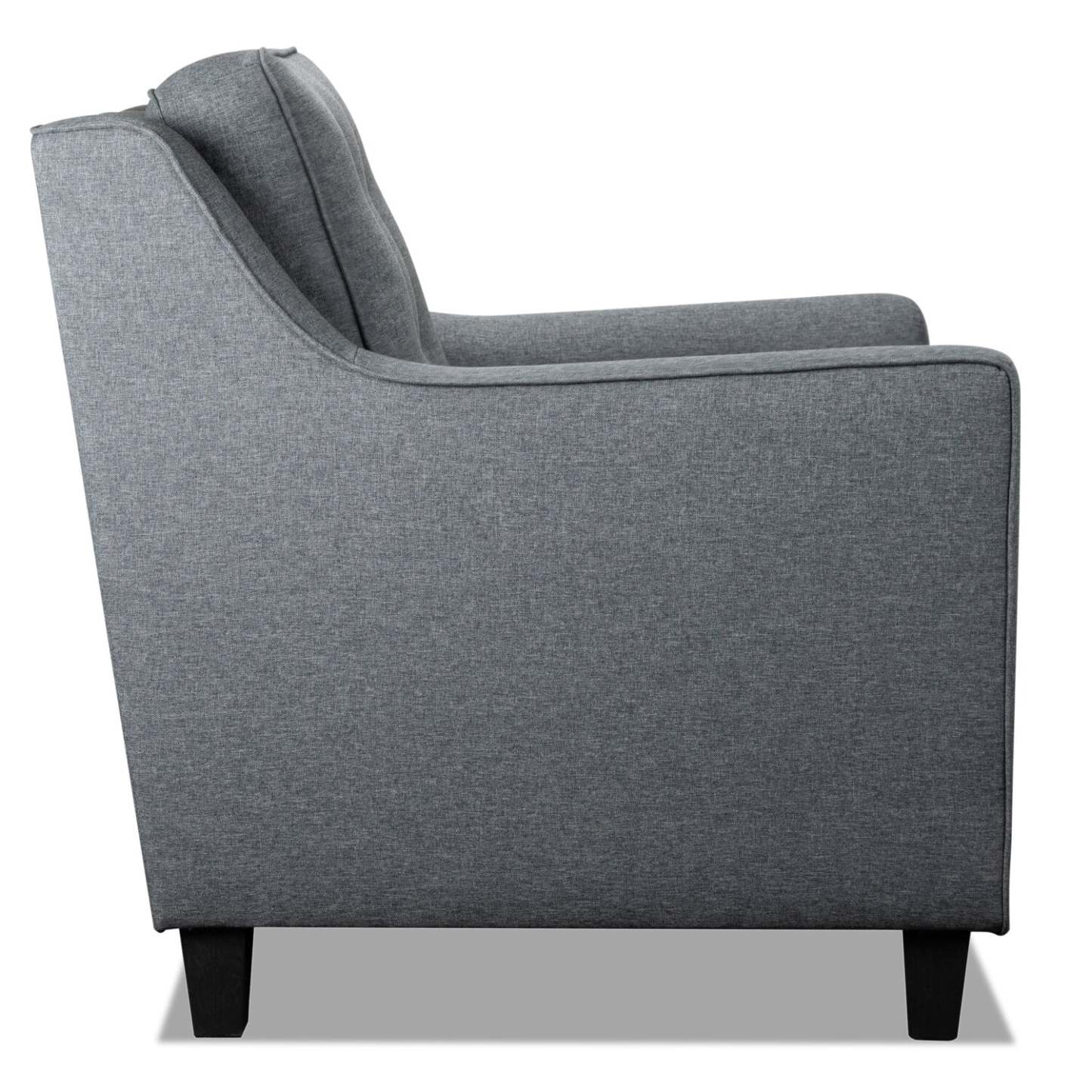 Chaise Novalee 35 en tissu d'apparence lin avec accoudoirs évasés et capitonnage de boutons - Gris | Fauteuil Novalee de 35 po en tissu d'apparence lin avec accoudoirs évasés et capitonnage à boutons - gris