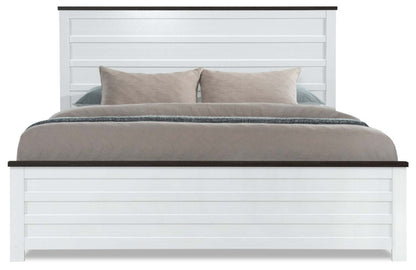 Zoey Panel Bed, Two-tone White & Brown - King Size | Lit à panneau Zoey, deux teintes, blanc et brun - format très grand lit
