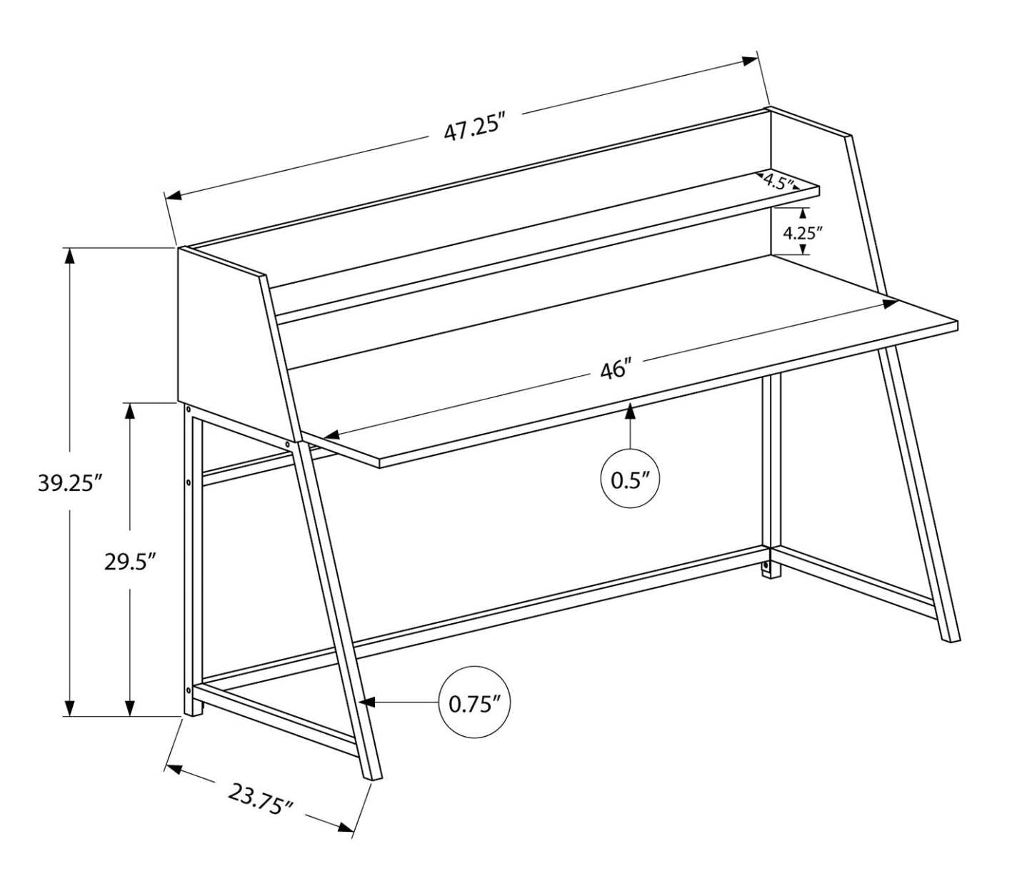 Bureau Lawson 47.25 avec petite niche - Brun|Bureau Lawson de 47,25 po avec petite crédence - brun