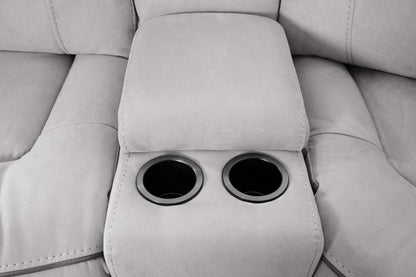 Cindy Crawford Home Newport 6-Piece Faux Suede Power Reclining Sectional with Armless Reclining Chair - Grey | Sofa sectionnel à inclinaison électrique Newport de Cindy Crawford Home 6 pièces en suédine avec fauteuil inclinable sans accoudoirs - gris