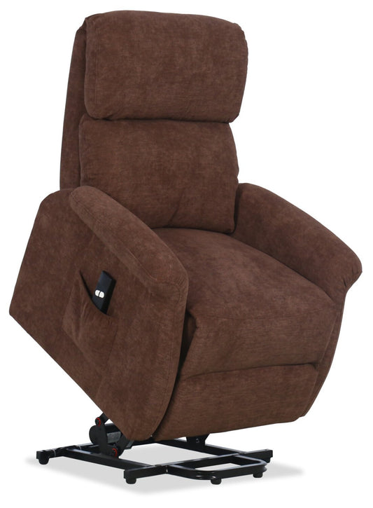 Ruben 32 Fauteuil basculeur à inclinaison électrique en tissu de chenille - brun chocolat