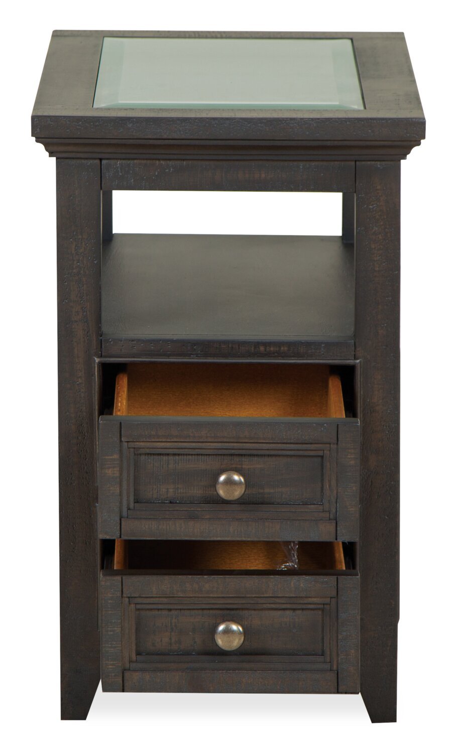 Table de fauteuil traditionnelle Hanson de 15 po en pin avec rangement - graphite