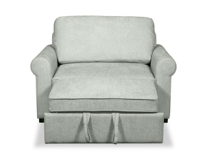 Scott Living Haven 55 Fauteuil-lit en tissu chenille avec pattes en bois - bleu écume de mer