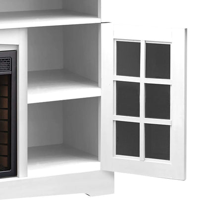 Huntley 59 Electric Fireplace TV Stand with Storage and Cable Management for TVs up to 65- White|Meuble pour téléviseur Huntley de 59 po avec foyer électrique, rangement et système de gestion des câbles pour téléviseurs jusqu’à 65 po - blanc