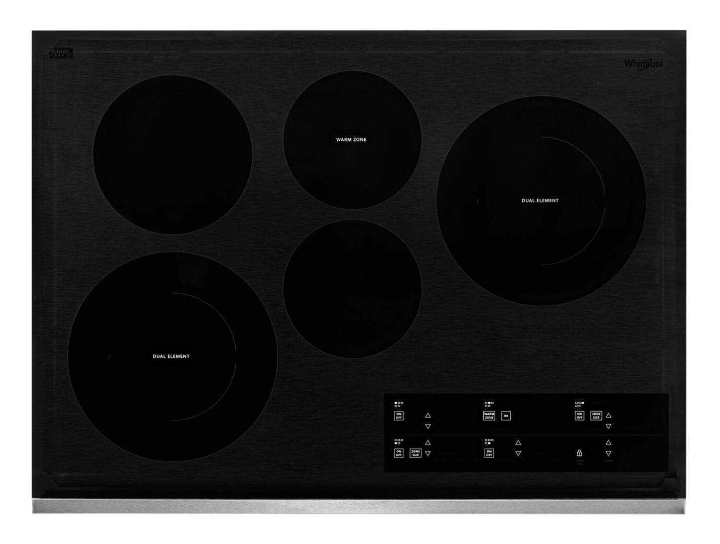 Whirlpool 30 5-Element Electric Cooktop - Stainless Steel - WCE97US0KS | Table de cuisson électrique Whirlpool de 30 po à 5 éléments - acier inoxydable - WCE97US0KS