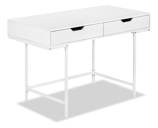 Bureau Butler 47.25 avec 2 tiroirs - Blanc|Bureau Butler de 47,25 po à 2 tiroirs - blanc