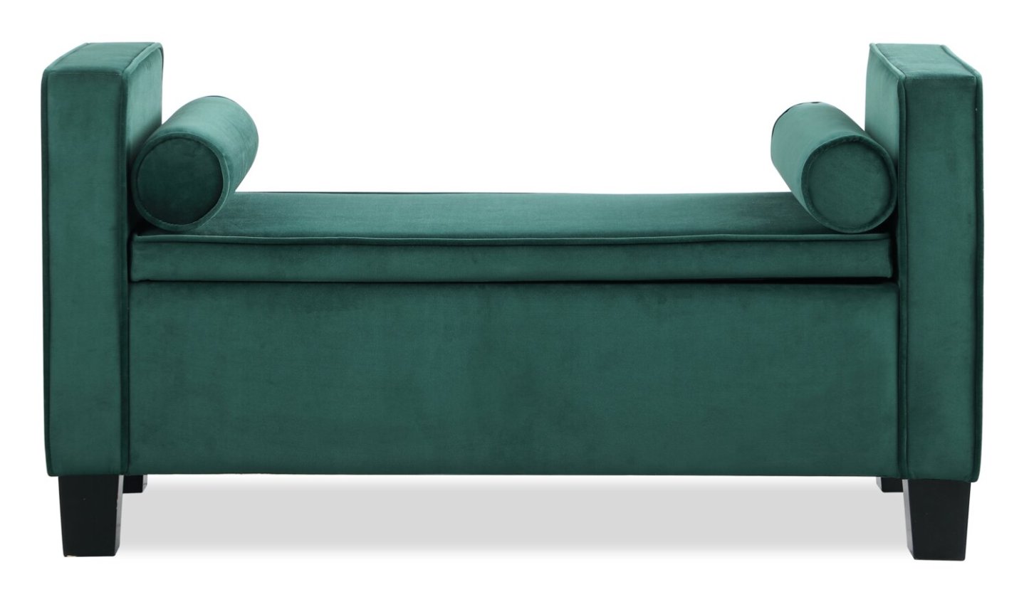 Banc de rangement Octavia 53.25 - Velours vert|Banc de rangement Octavia de 53,25 po - velours vert