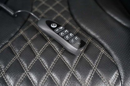 Sofa de massage à inclinaison électrique Elite de 86 po en cuir véritable avec appuie-têtes électriques et accoudoirs de rangement - noir