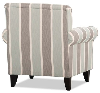 Fauteuil d’appoint Tula de 38 po fabriqué au Canada en tissu avec accoudoirs enroulés - brume multicolore