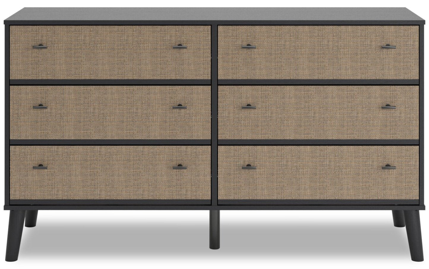 Commode à 6 tiroirs Kylo pour chambre à coucher, 59 L x 33,9 H, Moderne Mid-Century - Bicolore Noir et Beige | Commode moderne du milieu du 20e siècle Kylo de 59 po (L) x 33,9 po (H) à 6 tiroirs pour la chambre à coucher - deux teintes, noir et beige