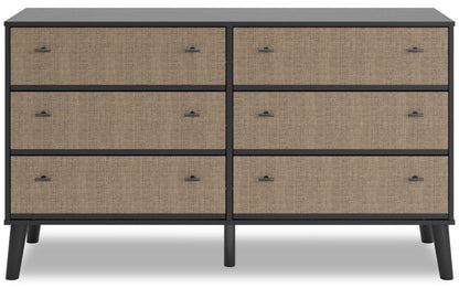 Commode à 6 tiroirs Kylo pour chambre à coucher, 59 L x 33,9 H, Moderne Mid-Century - Bicolore Noir et Beige | Commode moderne du milieu du 20e siècle Kylo de 59 po (L) x 33,9 po (H) à 6 tiroirs pour la chambre à coucher - deux teintes, noir et beige