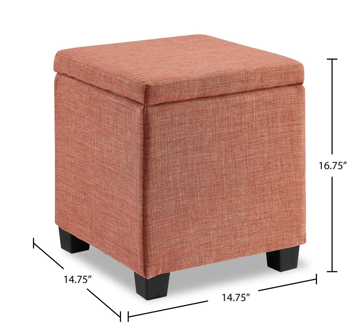 Halifax 14.75 Square Fabric Storage Ottoman - Orange|Pouf de rangement carré Halifax de 14,75 po en tissu - orange