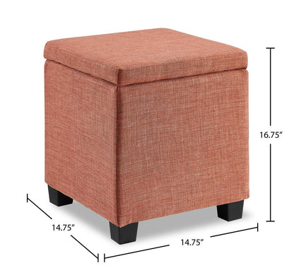 Halifax 14.75 Square Fabric Storage Ottoman - Orange|Pouf de rangement carré Halifax de 14,75 po en tissu - orange