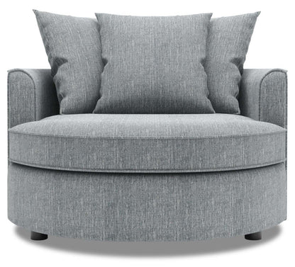 Fauteuil d'appoint enveloppant personnalisable Sofa Lab de 48 po fabriqué au Canada en tissu d'apparence lin - gris Luna Pewter | CUDD2291