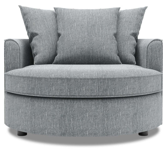 Fauteuil d'appoint enveloppant personnalisable Sofa Lab de 48 po fabriqué au Canada en tissu d'apparence lin - gris Luna Pewter | CUDD2291