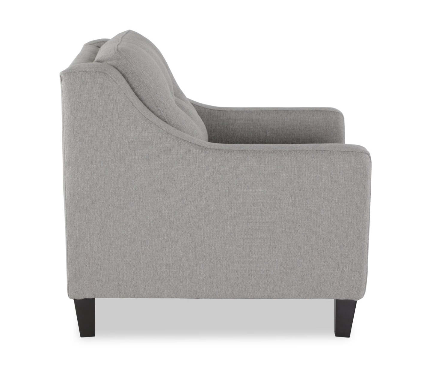 Fabriqué au Canada Cindy Crawford Home Chaise Kylie 32 en tissu d'apparence lin avec capitonnage de boutons - Gris Zeus | Fauteuil Kylie de Cindy Crawford Home de 32 po fabriqué au Canada en tissu d'apparence lin avec capitonnage - gris Zeus
