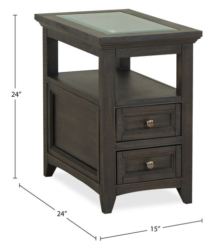 Table de fauteuil traditionnelle Hanson de 15 po en pin avec rangement - graphite