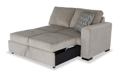 Fabriqué au Canada, canapé-lit sectionnel enveloppant Legend 2 pièces à gauche en tissu de chenille - beige platine