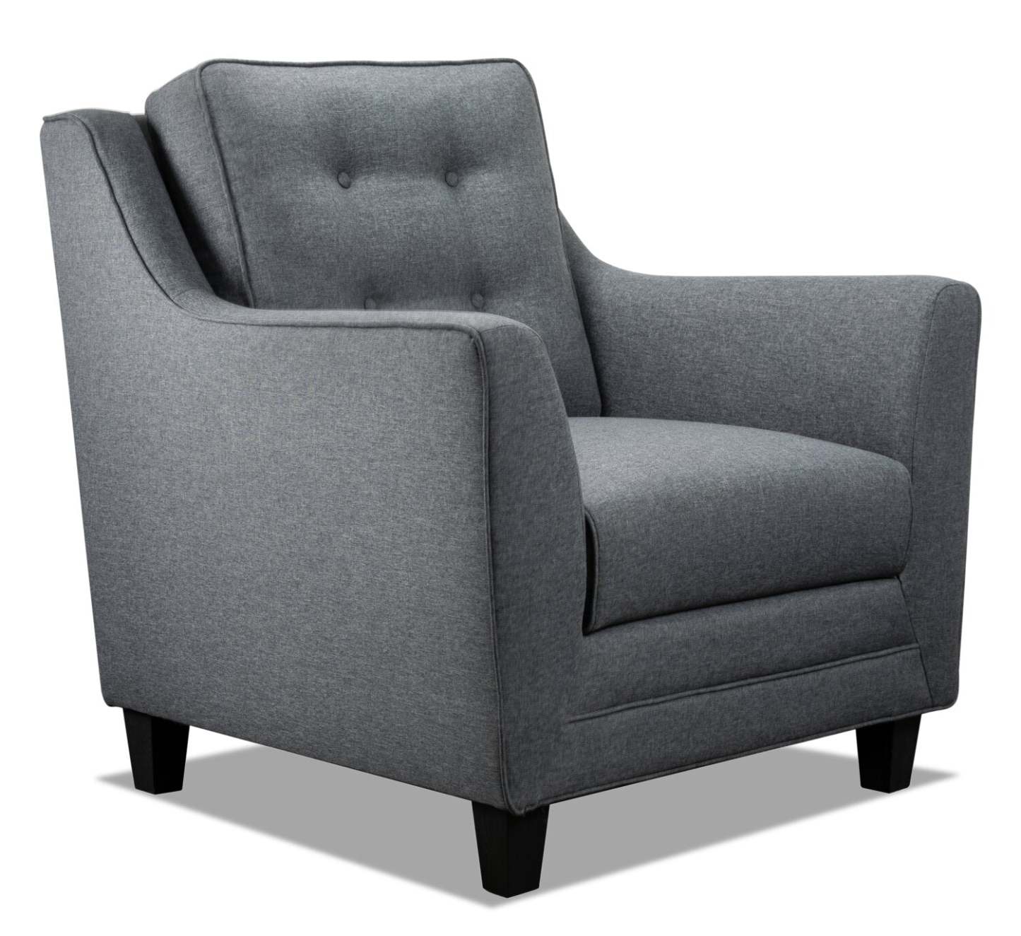 Chaise Novalee 35 en tissu d'apparence lin avec accoudoirs évasés et capitonnage de boutons - Gris | Fauteuil Novalee de 35 po en tissu d'apparence lin avec accoudoirs évasés et capitonnage à boutons - gris