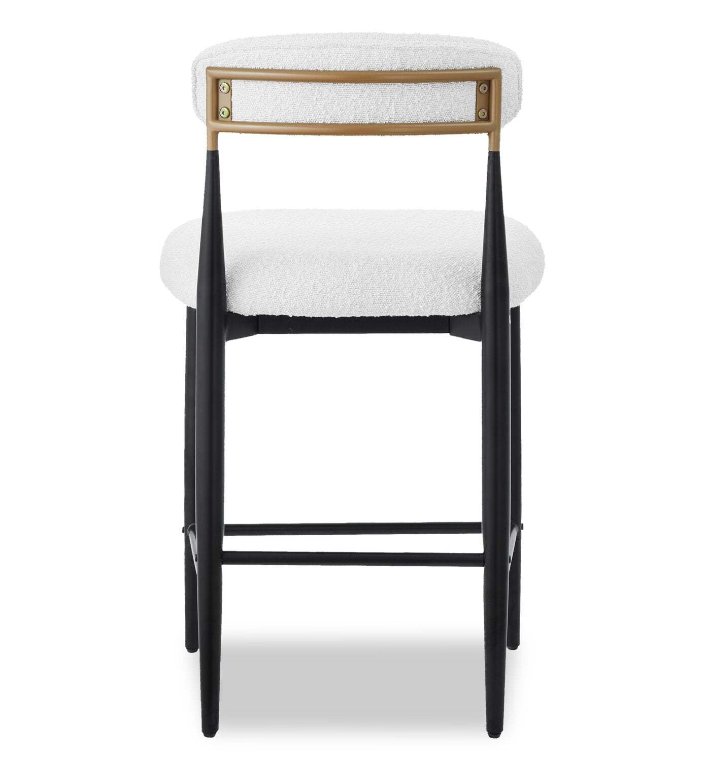 Kort &amp; Co. Tabouret Capri à hauteur de comptoir avec tissu bouclé et accents dorés, métal - Blanc | Tabouret Capri de Kort &amp; Co. de hauteur comptoir en métal avec tissu bouclé et touches dorées - blanc