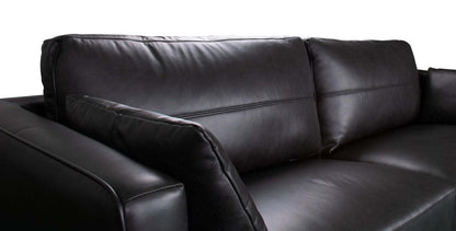 Melrose 84,5 po en cuir véritable de qualité supérieure avec pattes en métal - noir | Sofa Melrose 84.5 en cuir véritable de qualité supérieure avec pattes en métal - noir
