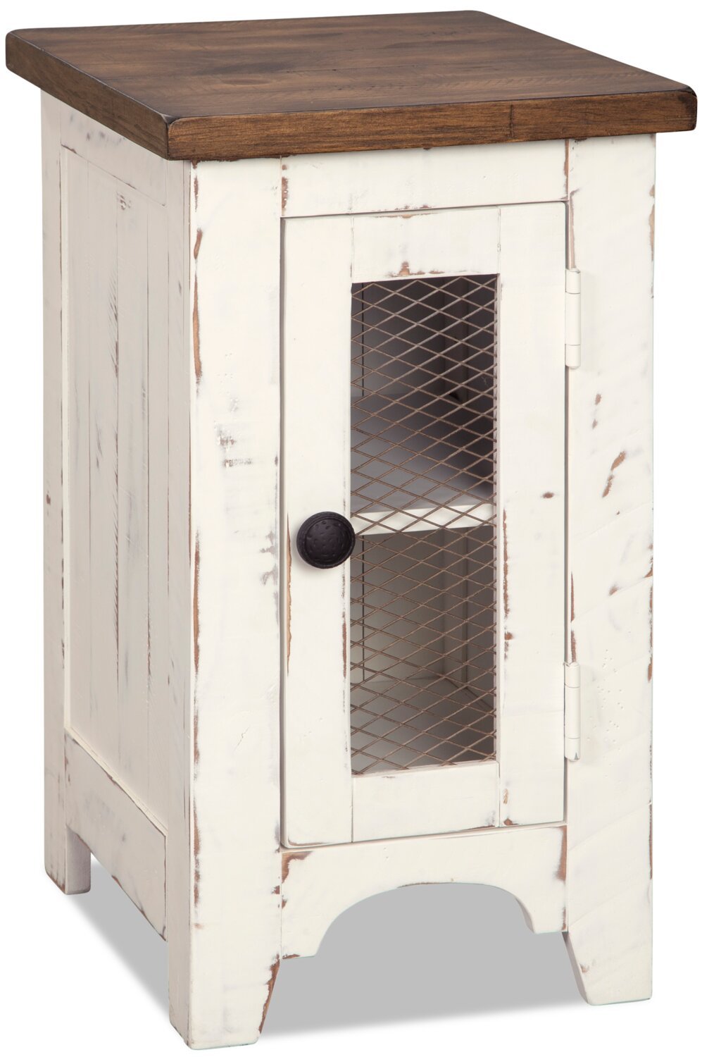 Benjy 14 Rustic Chairside Table with Storage - Two Tone Wood|Table de fauteuil rustique Benjy de 14 po avec rangement - bois deux teintes