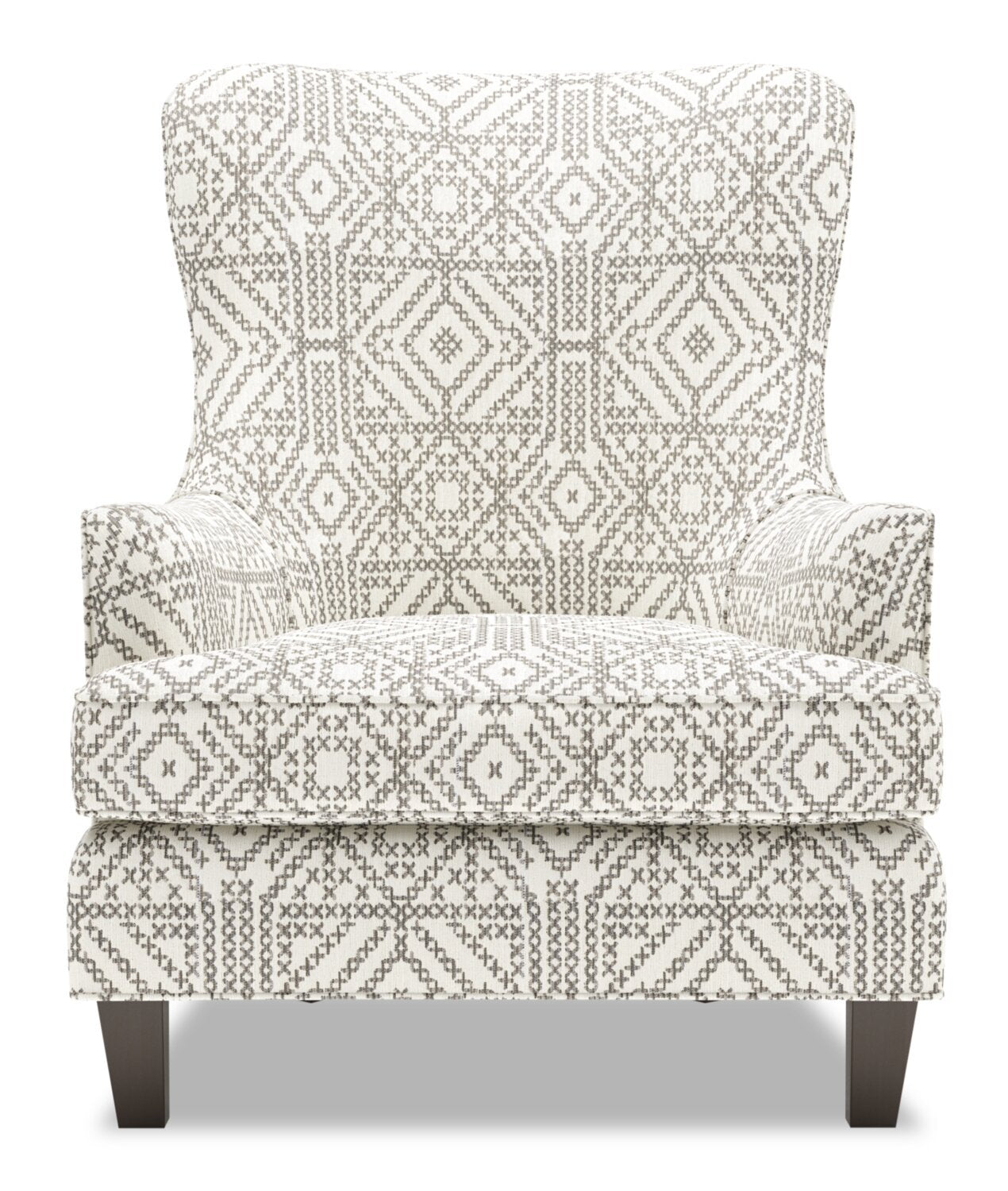 Fauteuil d'appoint à oreilles Sofa Lab personnalisable de 32 po fabriqué au Canada en tissu - Greystone multicolore | AILE1155