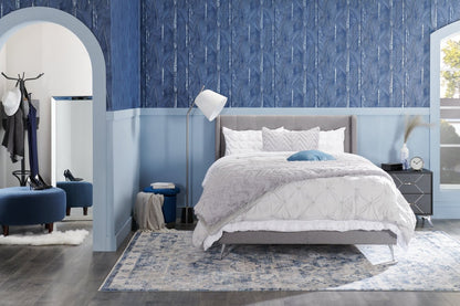 Table de nuit à 2 tiroirs Beau Flashlight, 21,7 L x 24,6 H, Moderne - Noir et Argent | Table de nuit moderne Beau de 21,7 po (L) x 24,6 po (H) à 2 tiroirs - noire et argentée