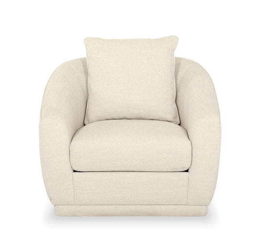 Fauteuil d'appoint pivotant en tissu chenille Rio 34,5 - Blanc ivoire | Fauteuil d'appoint pivotant Rio de 34,5 po en tissu chenille - blanc ivoire