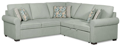 Scott Living Haven 2-Piece Right-Facing Chenille Fabric Sleeper Sectional - Seafoam Blue | Sofa-lit sectionnel de droite Haven de Scott Living 2 pièces en tissu de chenille - bleu écume de mer
