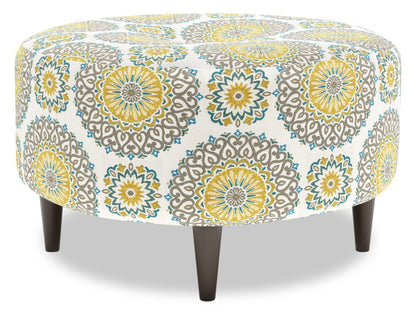 Fabriqué au Canada Sofa Lab personnalisable Pouf en tissu The Curve 31 - Jade multicolore | Pouf The Curve de Sofa Lab de 31 po fabriqué au Canada en tissu - Jade multicolore | CURV1140