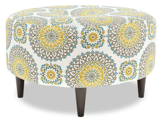 Fabriqué au Canada Sofa Lab personnalisable Pouf en tissu The Curve 31 - Jade multicolore | Pouf The Curve de Sofa Lab de 31 po fabriqué au Canada en tissu - Jade multicolore | CURV1140