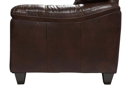 Fauteuil Addison de 42 po fabriqué au Canada en tissu d’apparence cuir avec coussin de siège amovible et capitonnage - brun