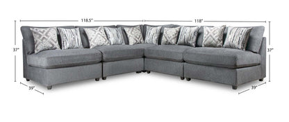 Sofa sectionnel modulaire sans accoudoirs Evolve de Scott Living 5 pièces avec coussins en duvet et plumes - gris anthracite