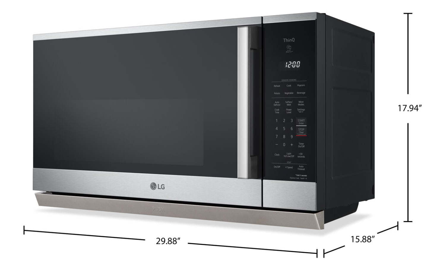 LG 2,1 Cu. Fort. Micro-ondes intelligent à cuisinière avec EasyClean® - MVEL2125X | Quatre à micro-ondes à hotte intégrée intelligente LG de 2,1 pi3 avec EasyCleanMD - MVEL2125X