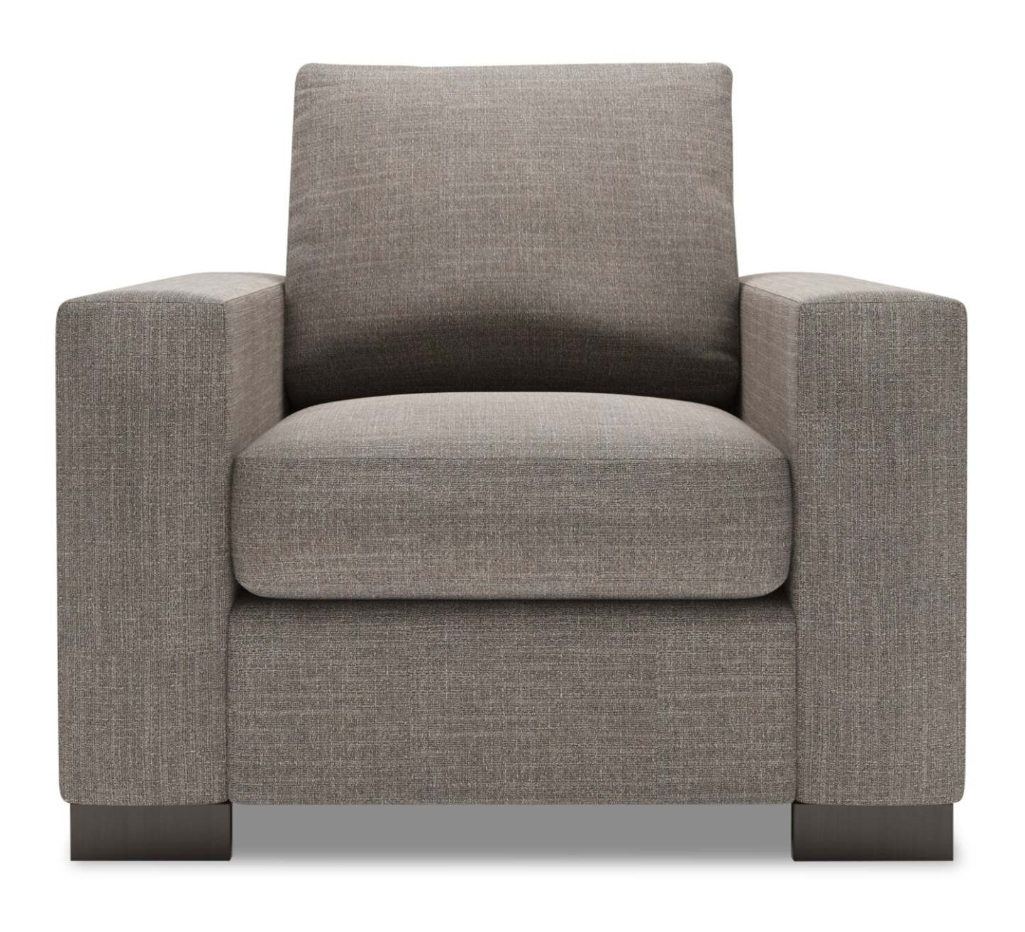 Fauteuil Track de Sofa Lab personnalisable de 38 po fabriqué au Canada en tissu d'apparence lin avec accoudoirs rectilignes - gris Luna Smoke | TR302391