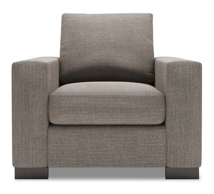 Fauteuil Track de Sofa Lab personnalisable de 38 po fabriqué au Canada en tissu d'apparence lin avec accoudoirs rectilignes - gris Luna Smoke | TR302391