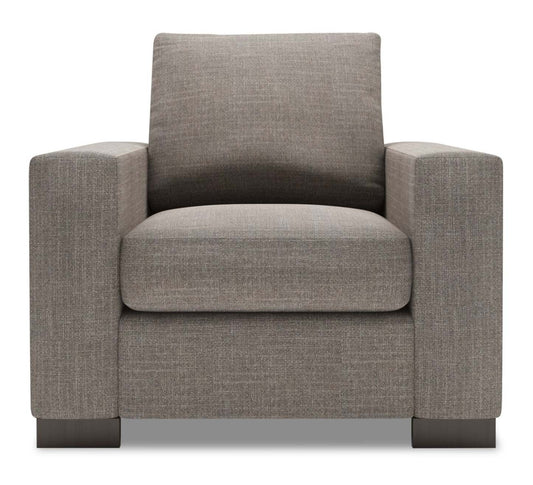 Fauteuil Track de Sofa Lab personnalisable de 38 po fabriqué au Canada en tissu d'apparence lin avec accoudoirs rectilignes - gris Luna Smoke | TR302391
