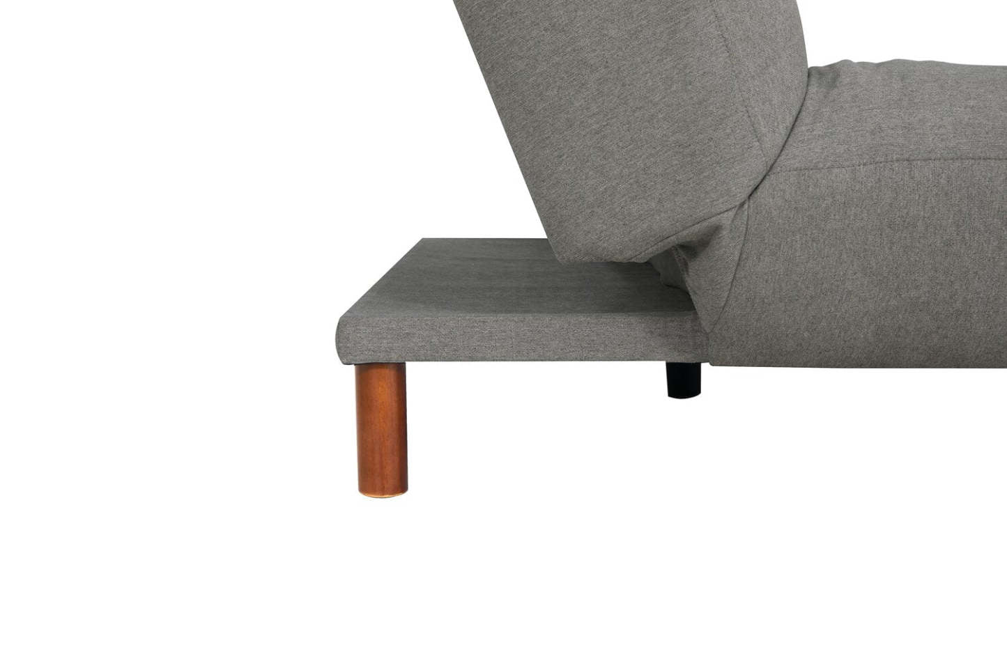 Futon Klik Klak en tissu Campus 76 avec capitonnage et pattes en bois - Gris | Futon Campus de 76 po en tissu avec mécanisme Klik Klak, capitonnage et pattes en bois - gris