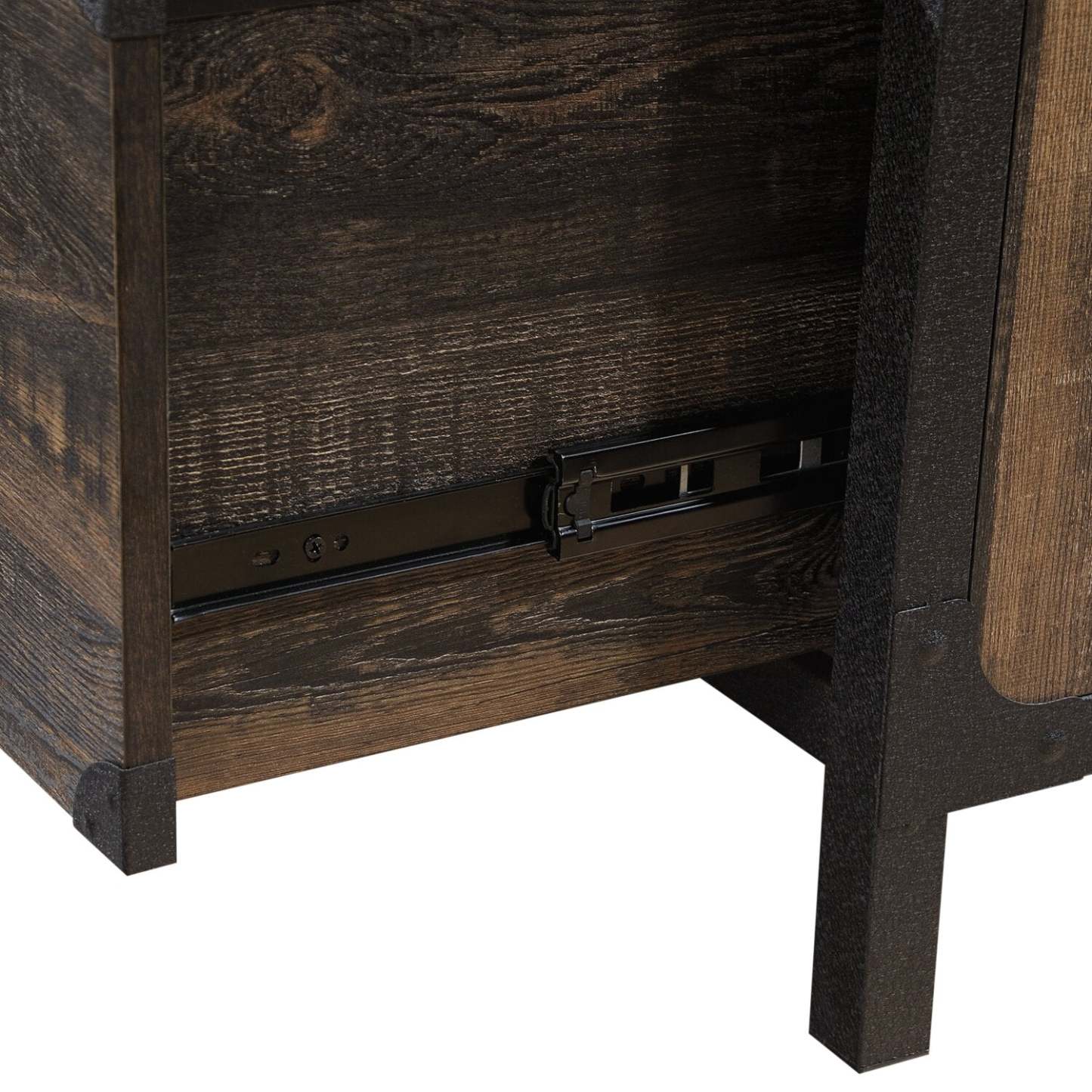 Lewis 59.84 L-Shaped Office Desk with 2-Drawers - Carbon Oak | Bureau en forme de L Lewis de 59,84 po à 2 tiroirs - chêne carbone